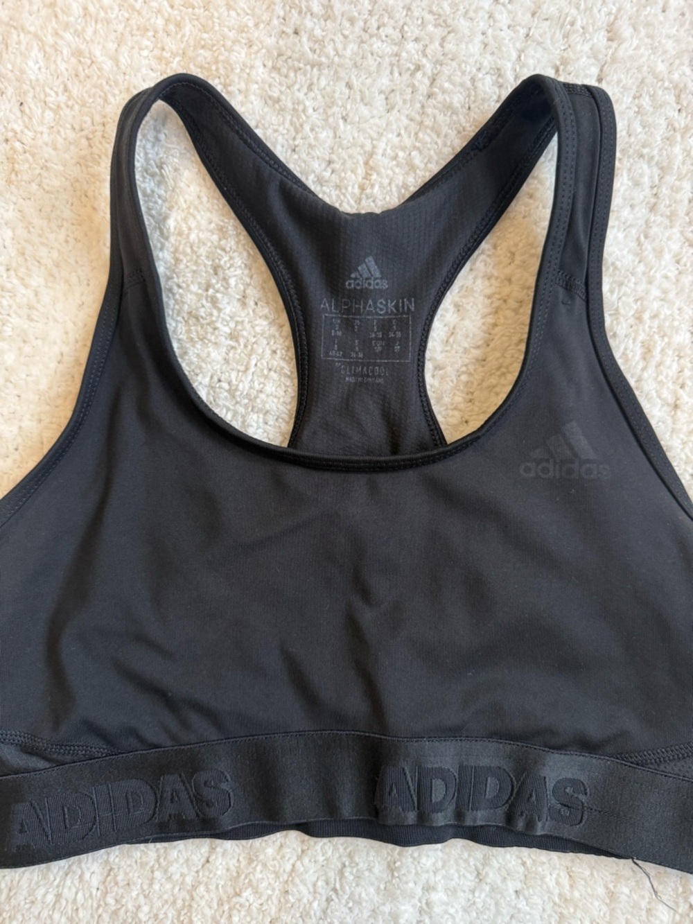 adidas Black Racerback Alphaskin Sports Bra